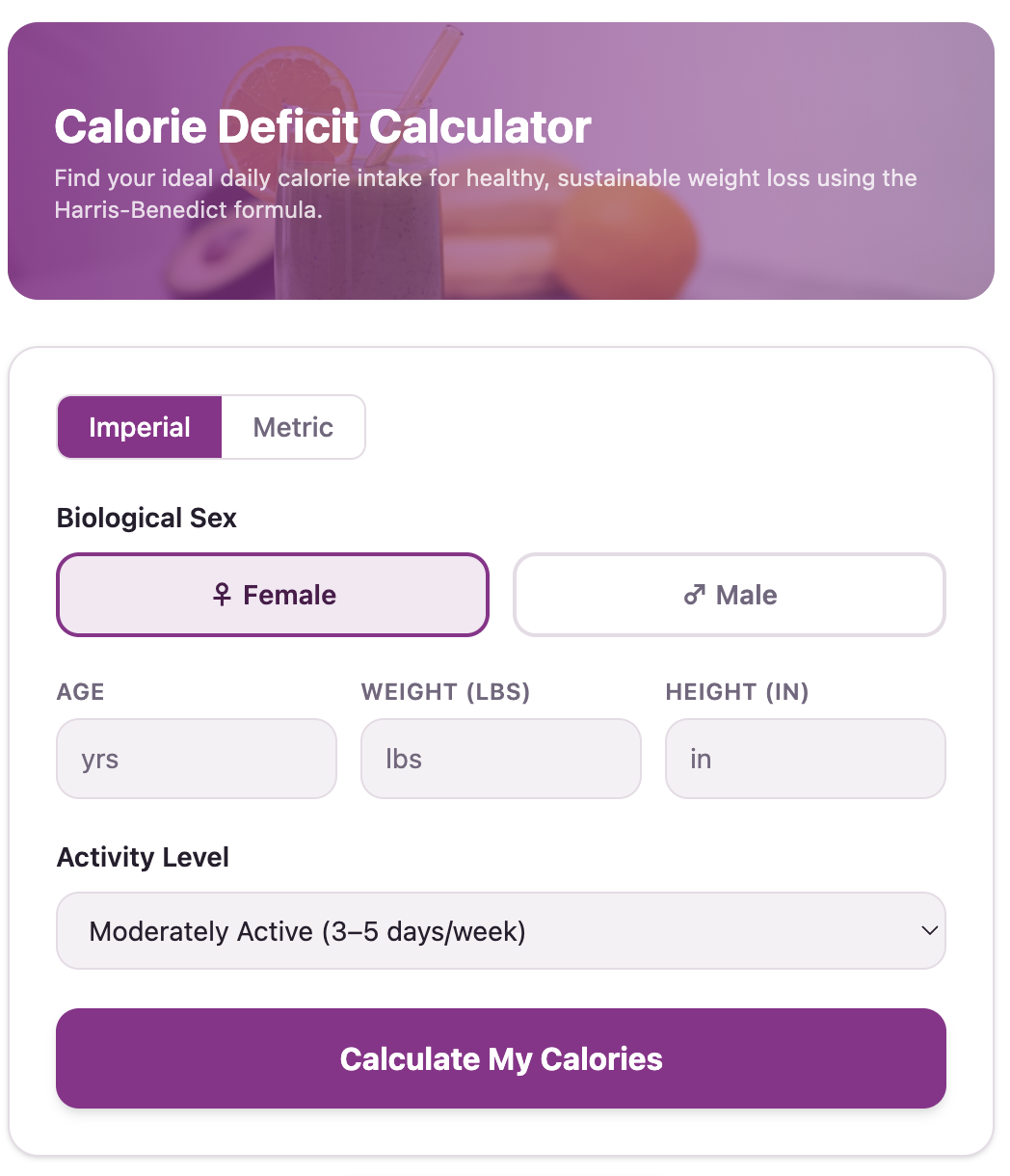 Calorie Deficit Calculator
